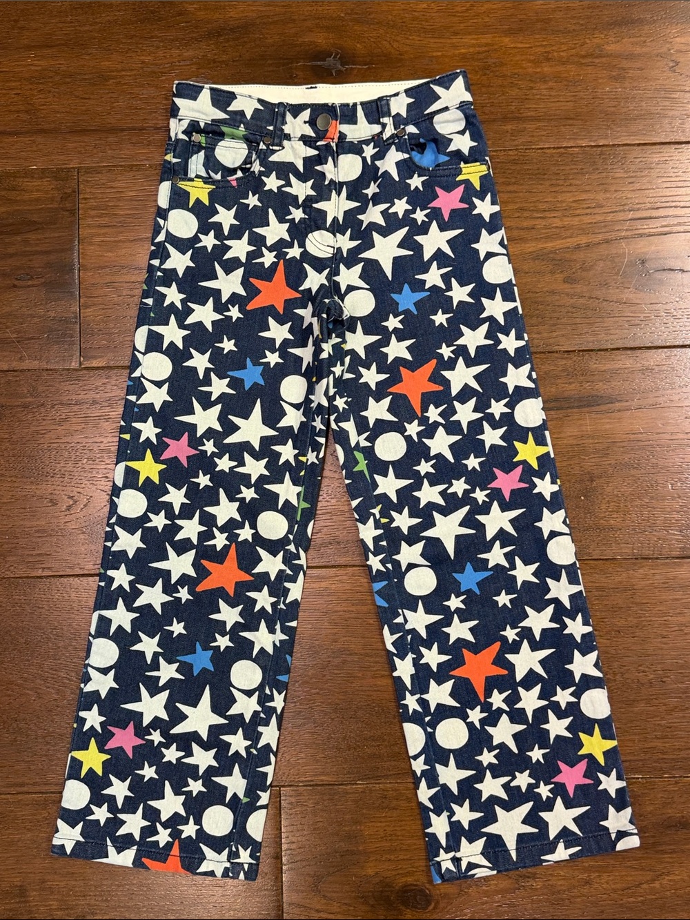 Stella McCartney Kids - Girls Navy Star-Print Straight Leg Jeans - Size: 8Y
